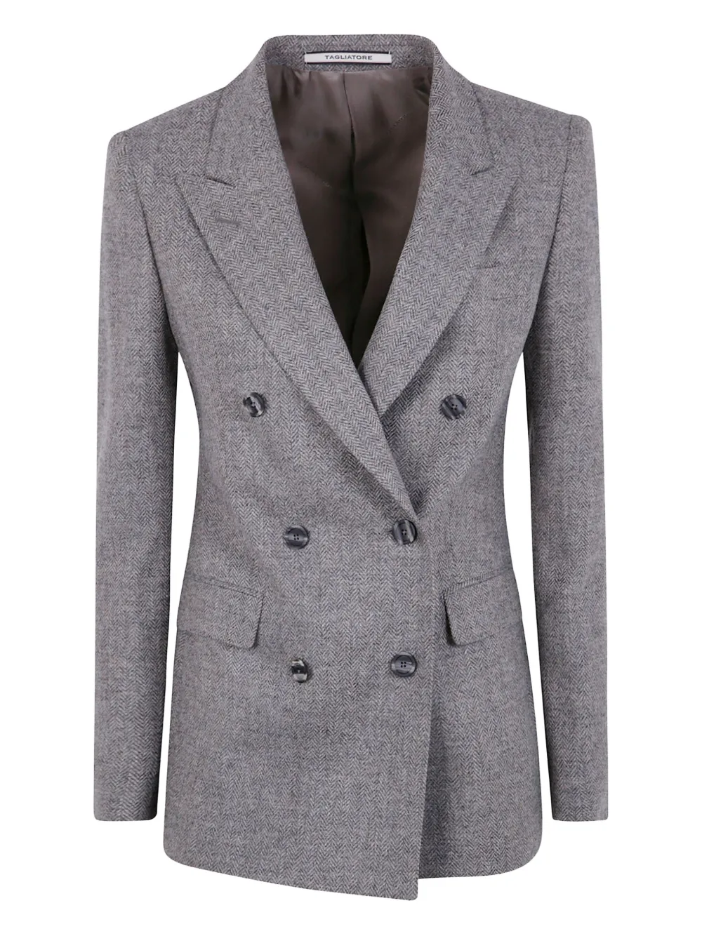 herringbone double-breasted jacket