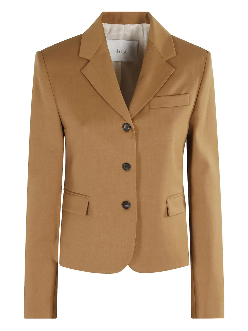 Tela Notched-lapel Three-button Jacket In Brown