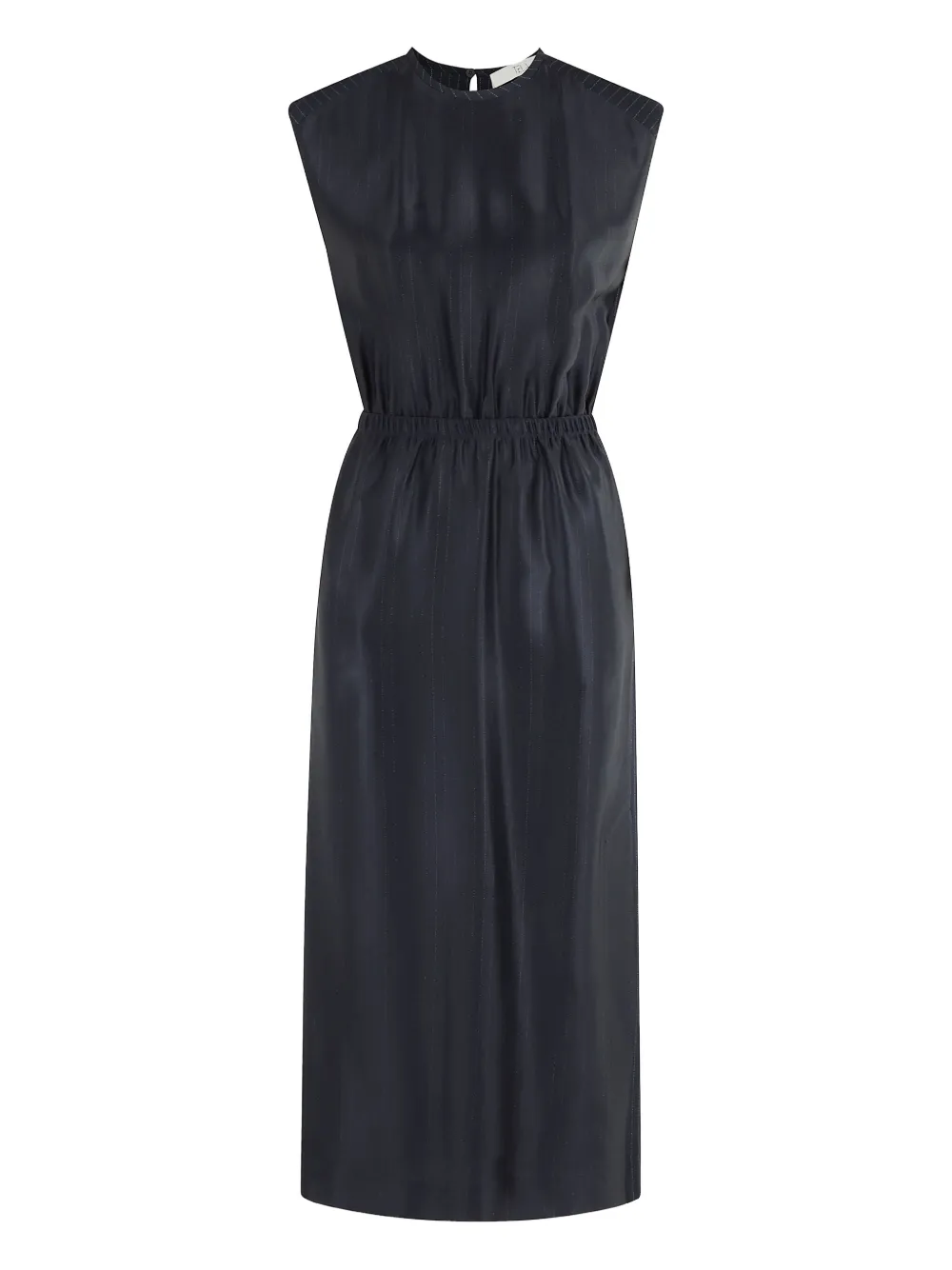 Tela Pinstripe Shoulder-padded Dress In Blue
