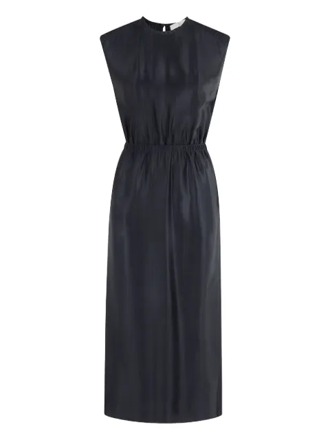 Tela pinstripe shoulder-padded dress