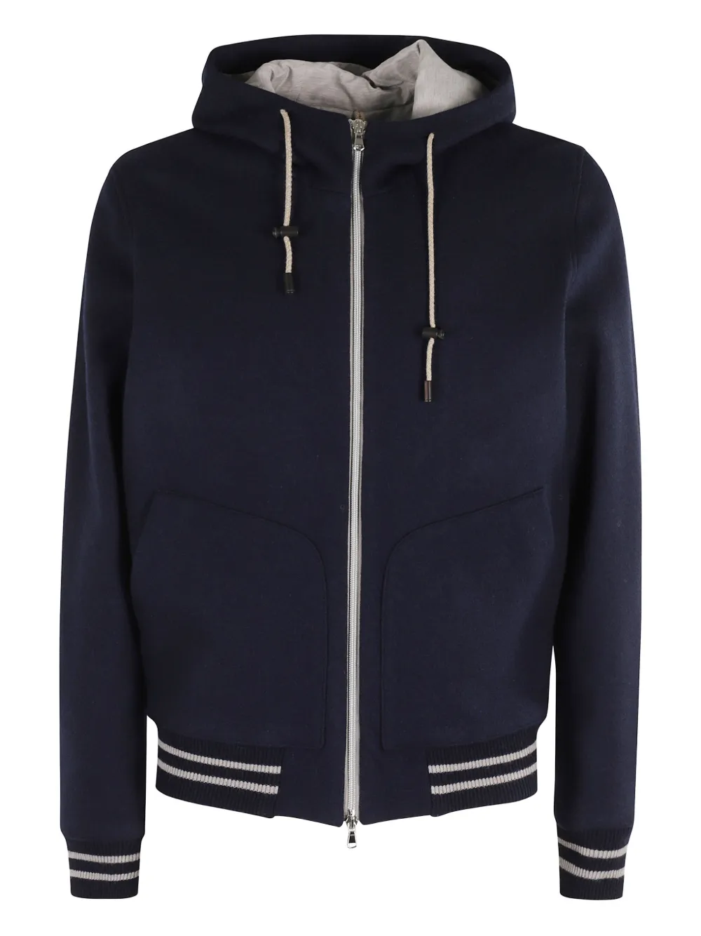 zip-up hooded jacket