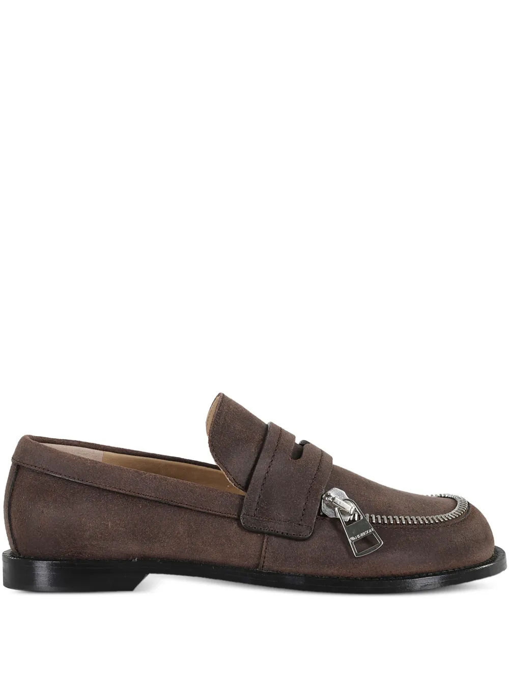 JW Anderson zip-detail leather loafers Brown