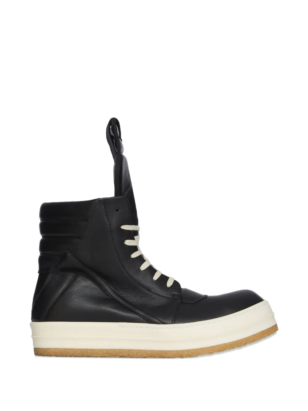 Rick Owens Geobasket padded leather high-top sneakers Black