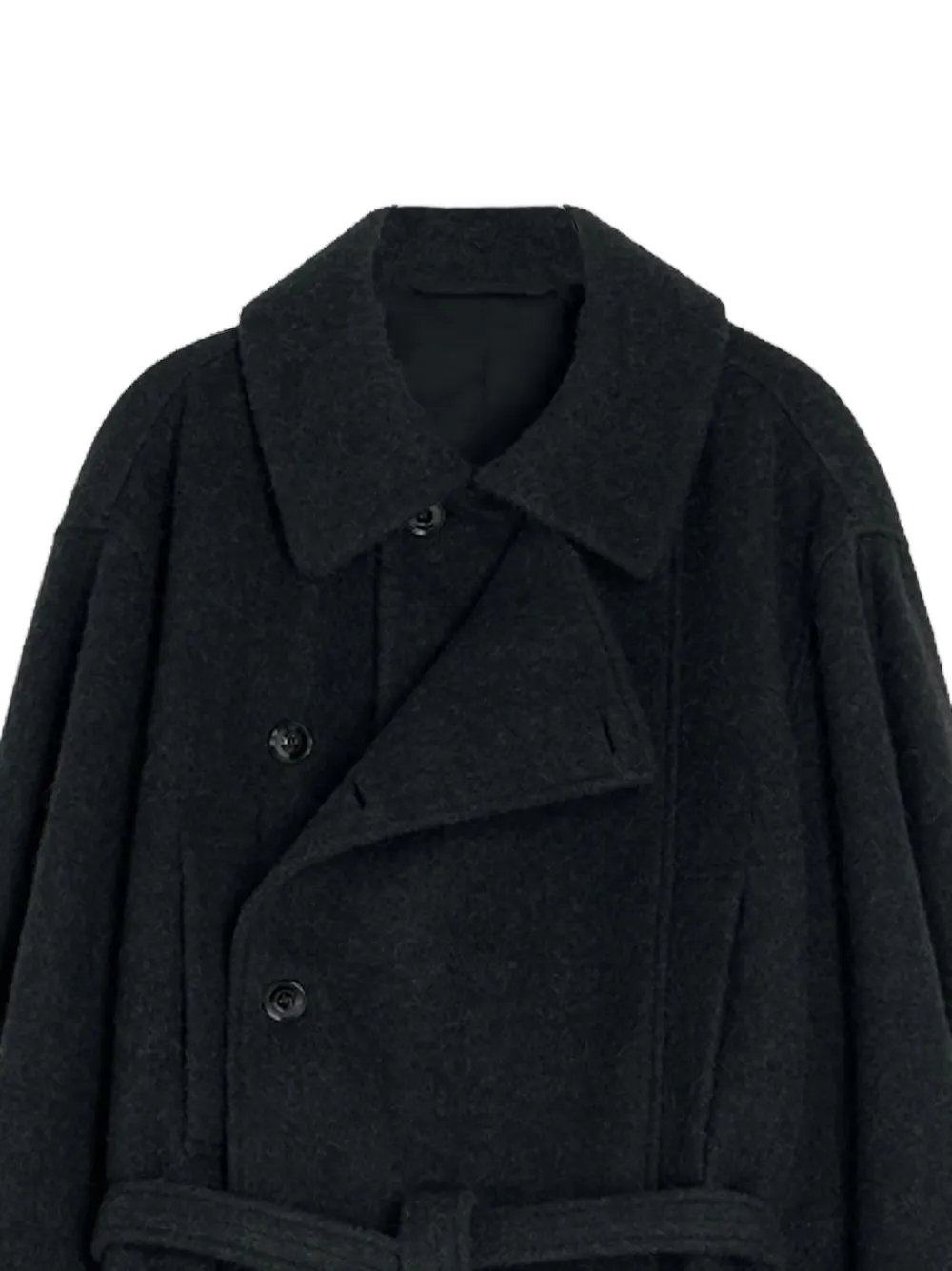 LEMAIRE belted double-breasted coat Zwart