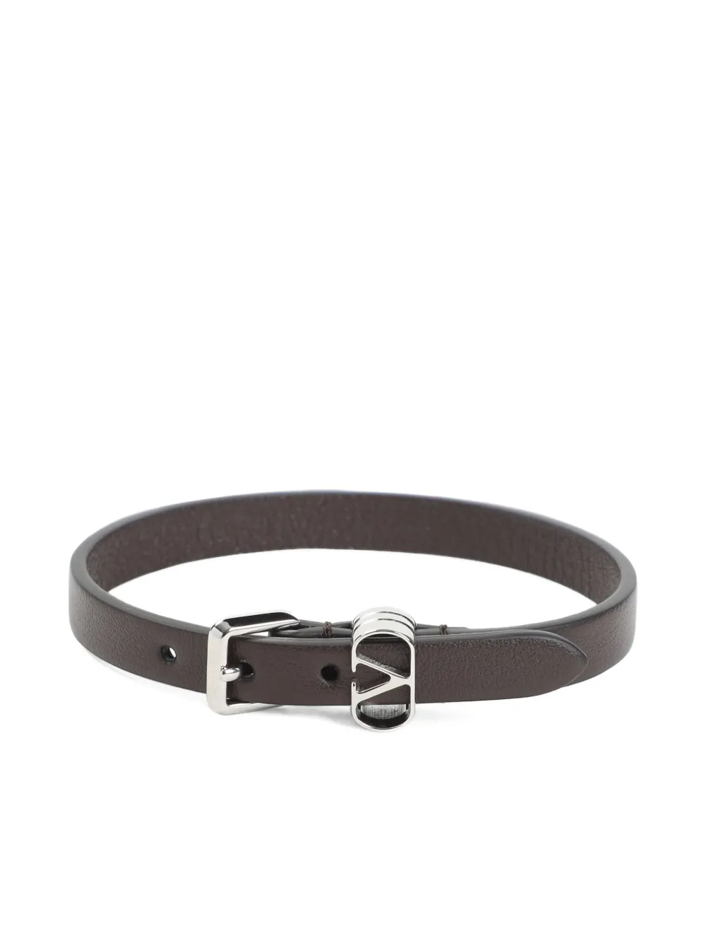 Valentino Ovalette Leather Bracelet In Black
