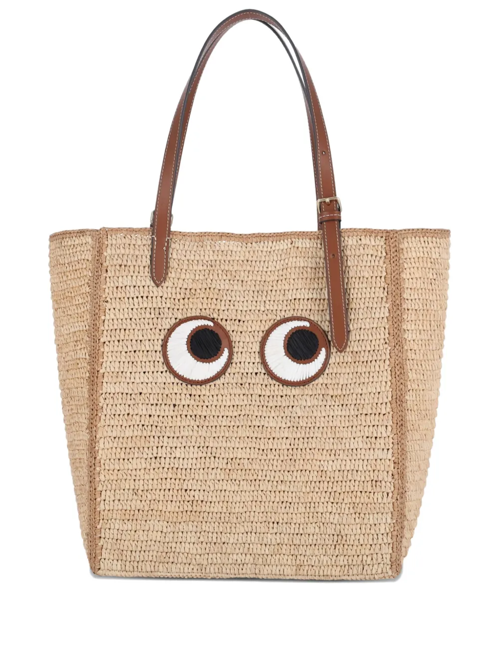 Eyes leather-handles tote bag
