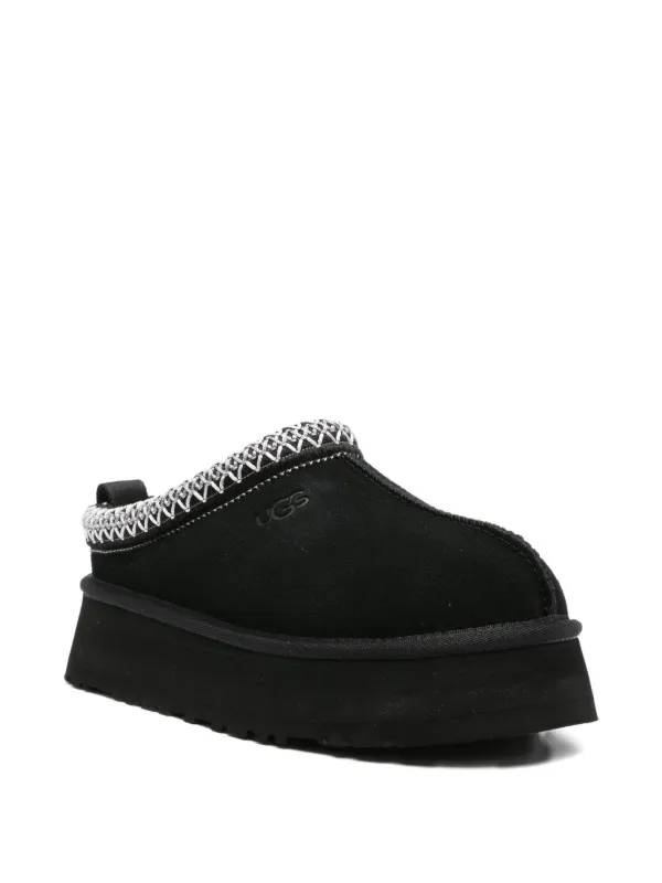 UGG Tazz II Embroidered Suede Slippers | Black | FARFETCH