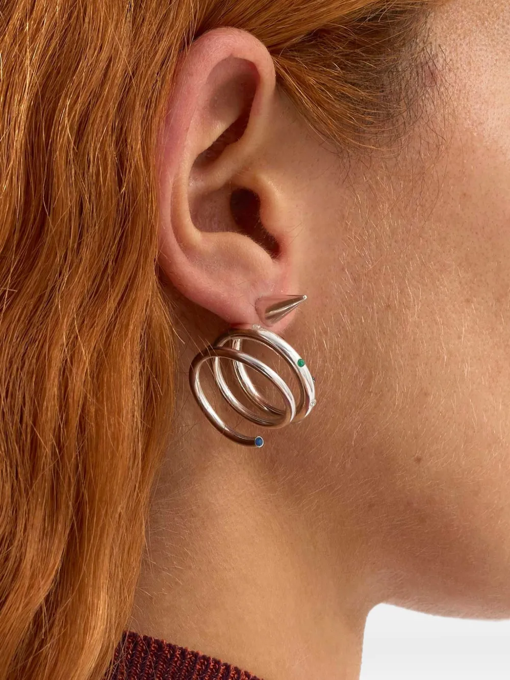 Medium Spiral Stones Ear-Ring