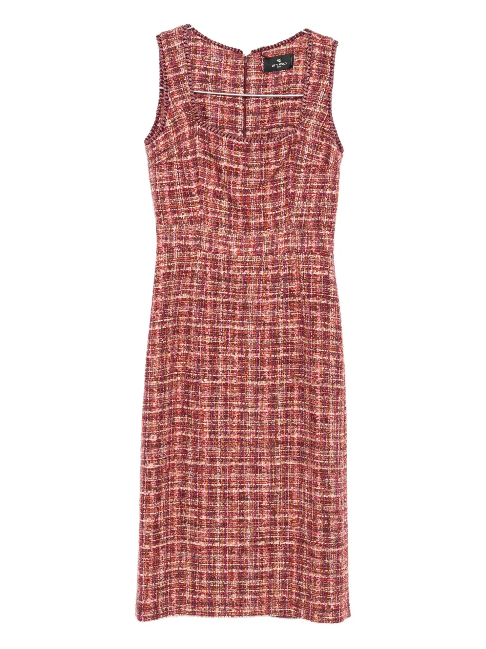 ETRO tweed sleeveless midi day dress Roze