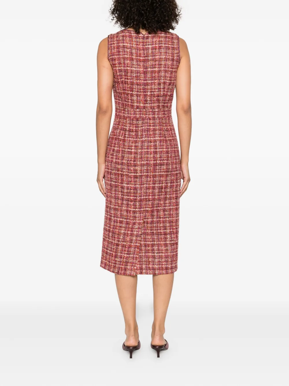 ETRO tweed sleeveless midi day dress Roze