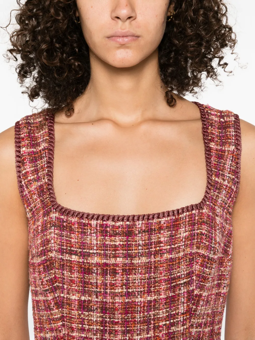 ETRO tweed sleeveless midi day dress Roze