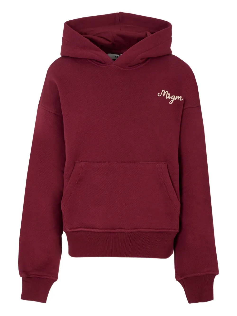 Msgm Kids' Embroidered-logo Hoodie In Red