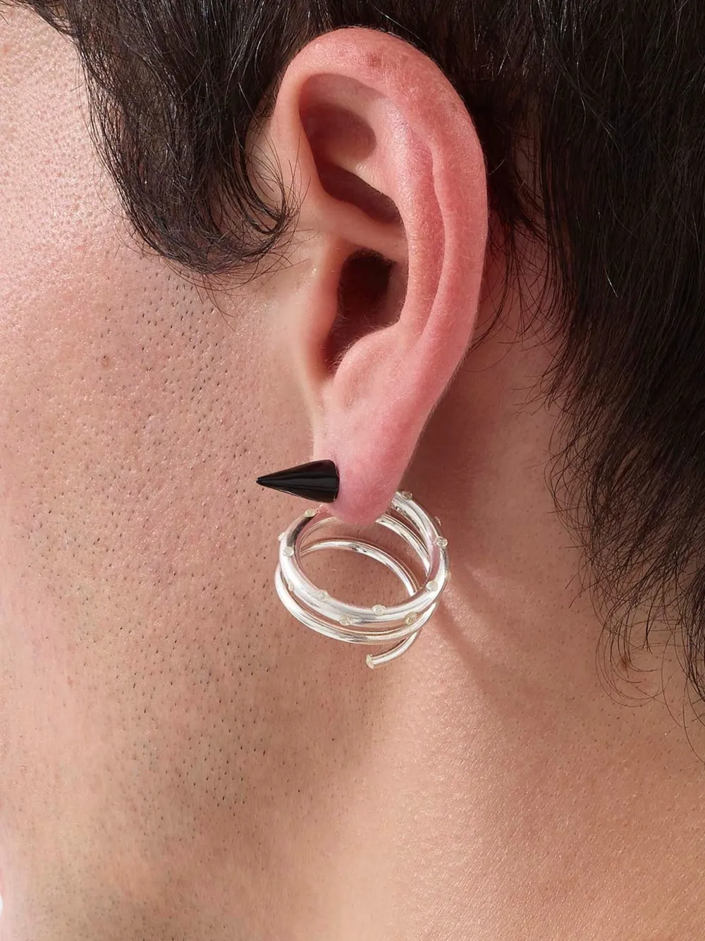 Sunnei Medium Spiral Stones Ear-ring In Metallic