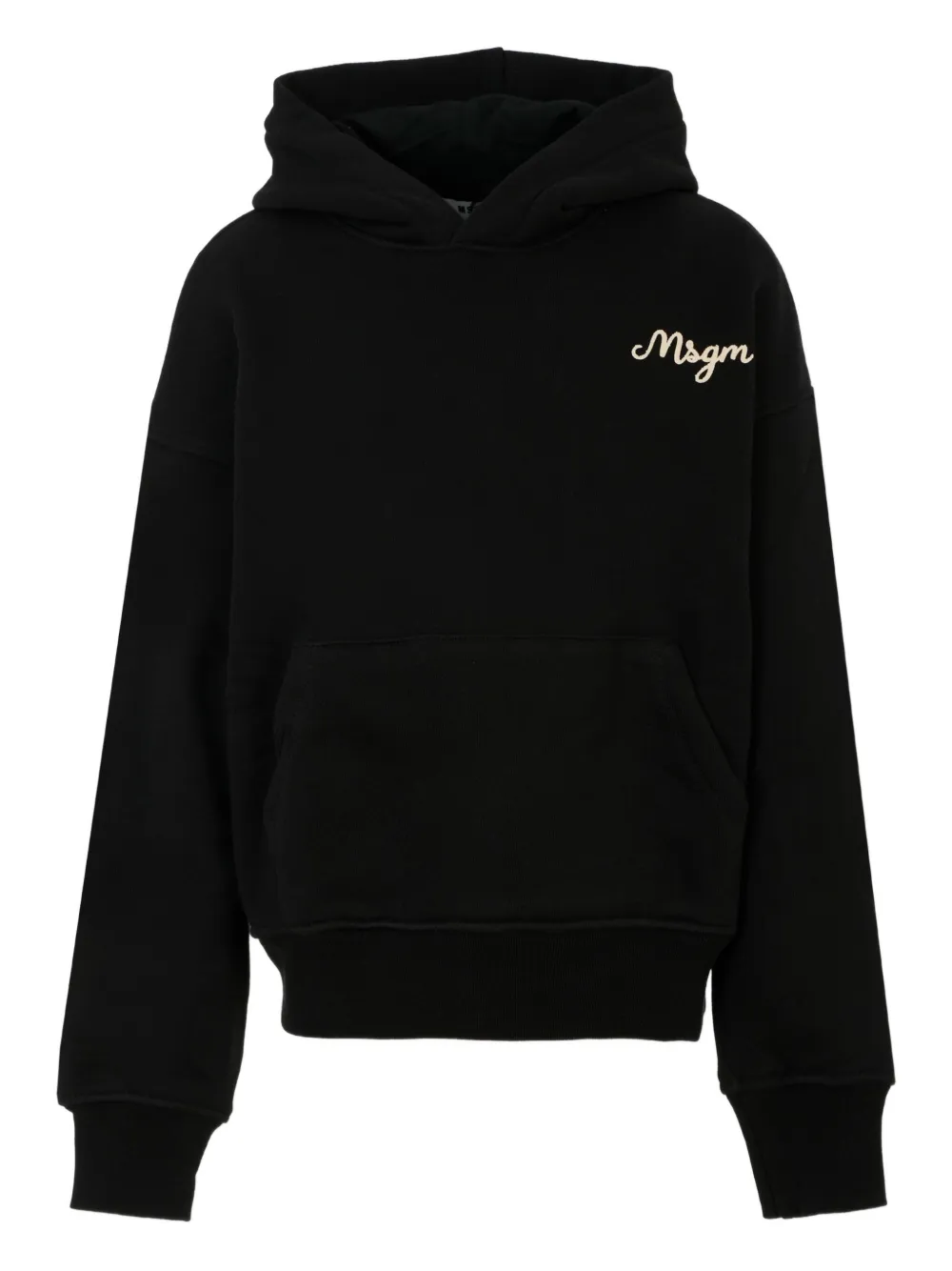 Msgm Kids' Logo-embroidered Hoodie In Black
