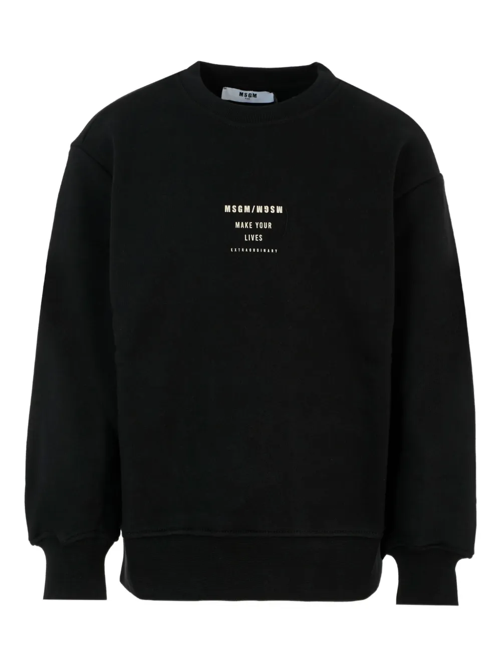 Msgm Kids' Crew-neck Logo-print Sweatshirt In Black