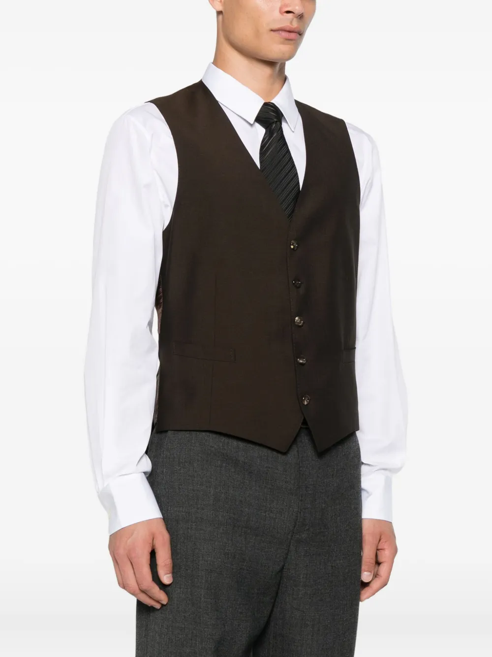Gucci Gilet van wolblend met knoopsluiting Bruin