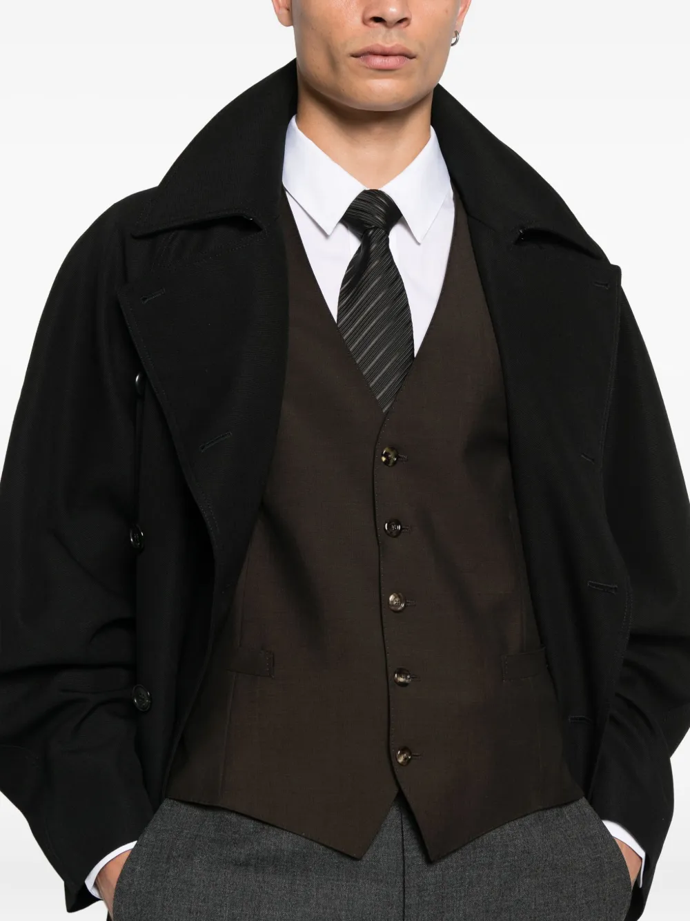 Gucci Gilet van wolblend met knoopsluiting Bruin