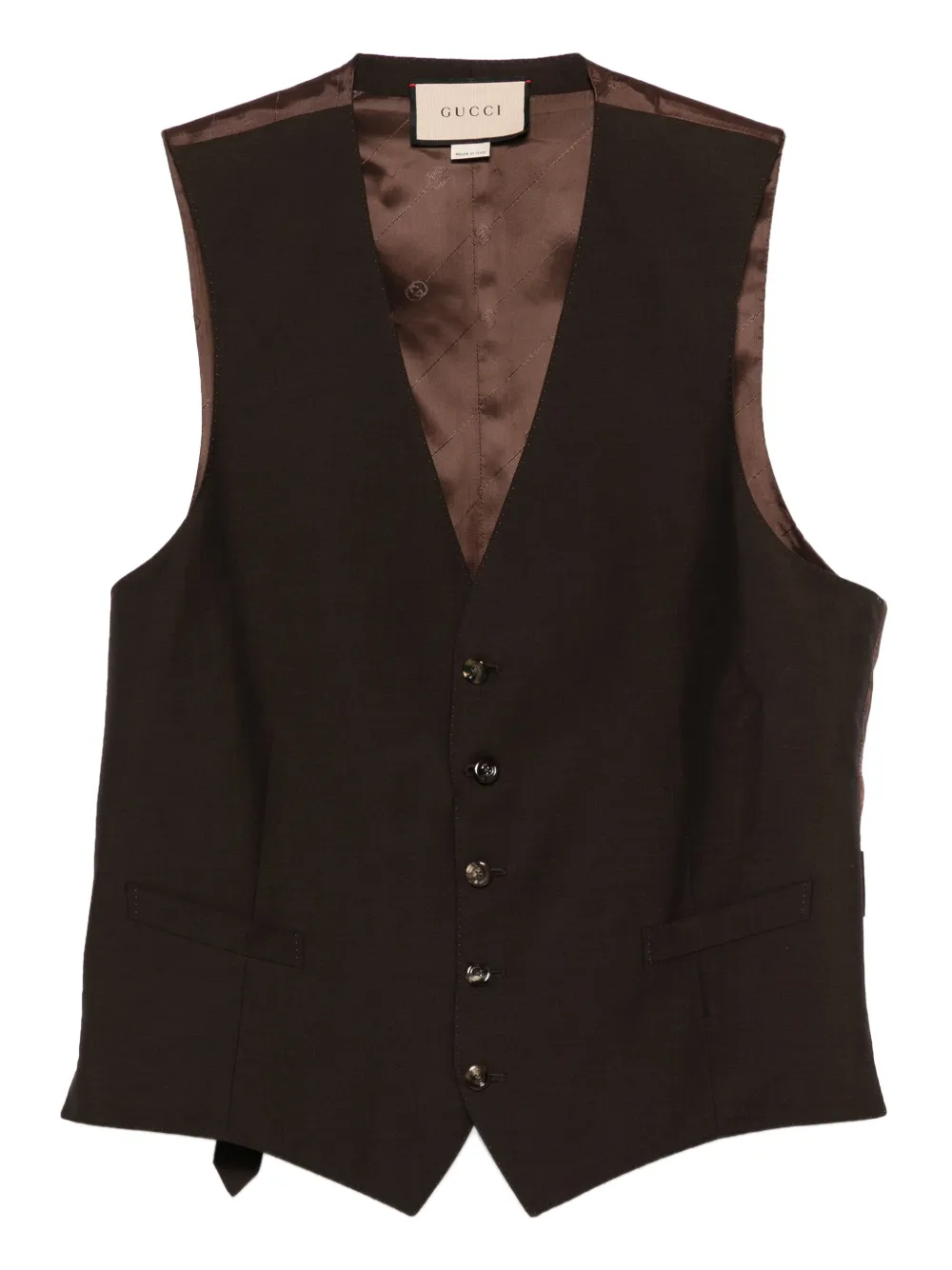 Gucci Gilet van wolblend met knoopsluiting Bruin