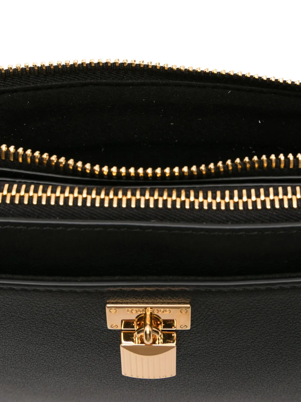 TOM FORD Kleine leren crossbodytas met hangslot Zwart