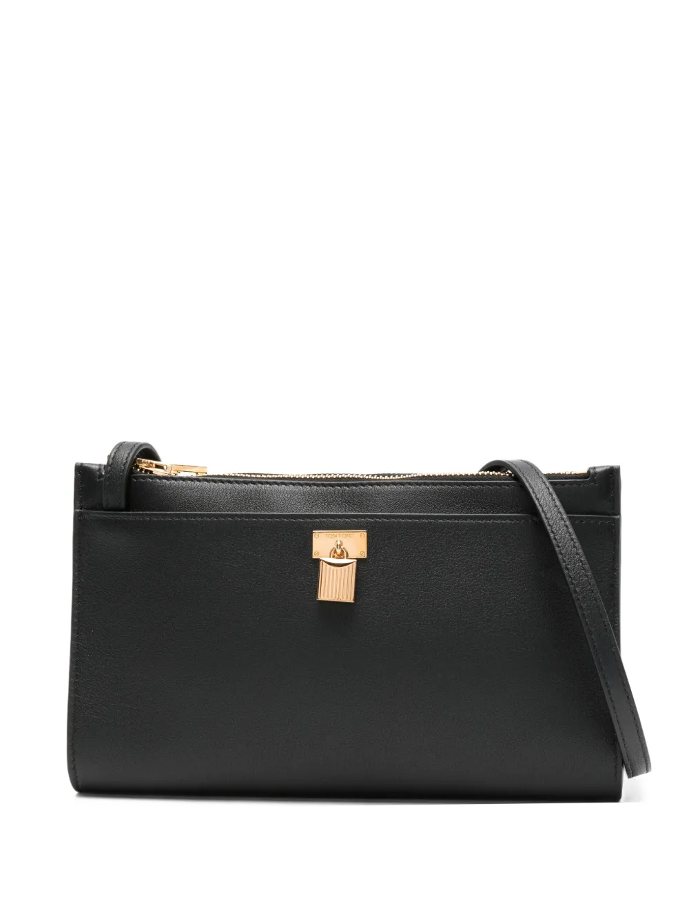 TOM FORD Kleine leren crossbodytas met hangslot Zwart