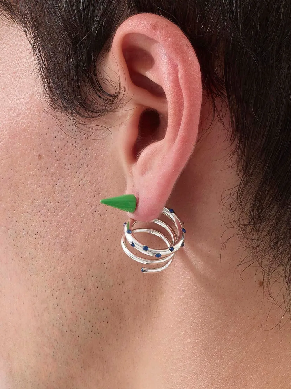 Sunnei Small Spiral Stones Ear-ring In Metallic