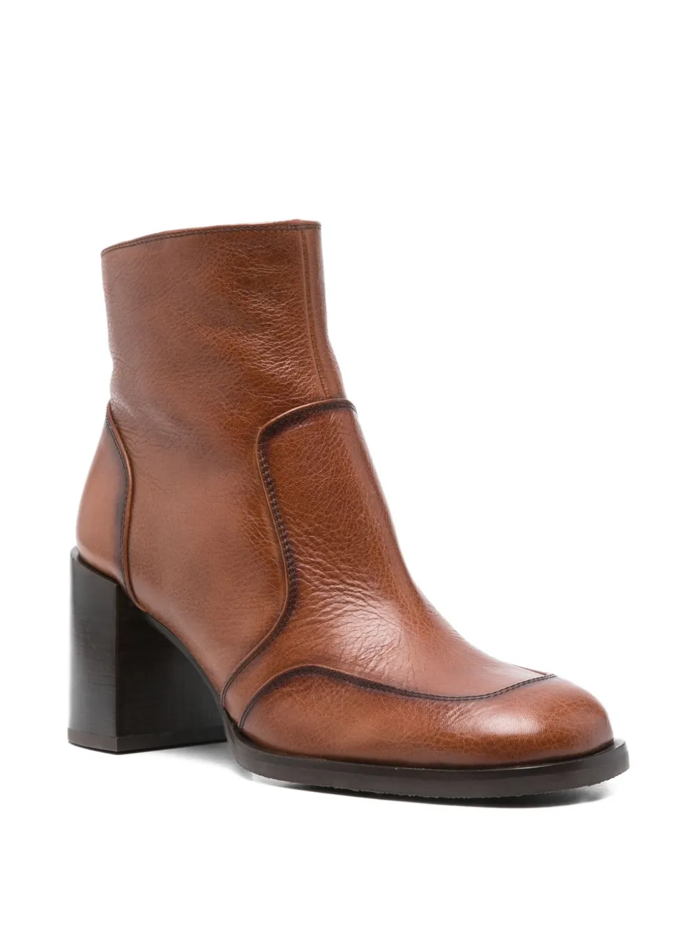 Chie Mihara 75mm leather block-heel ankle boots Brown