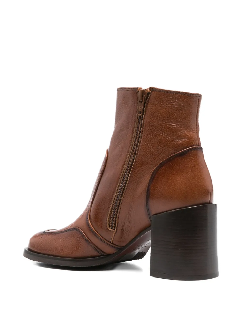 Chie Mihara 75mm leather block-heel ankle boots Brown