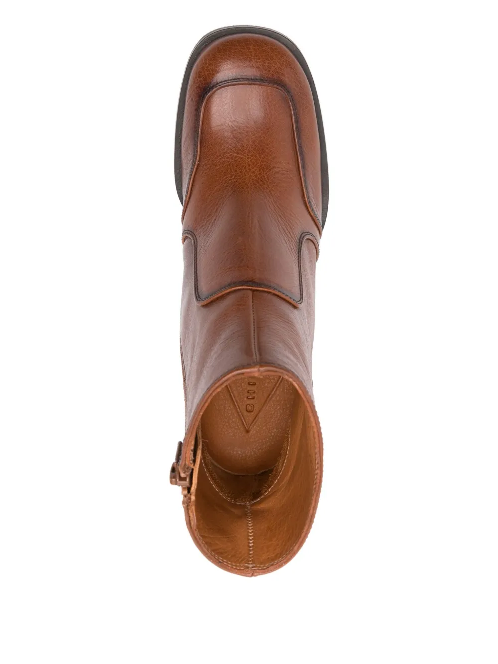 Chie Mihara 75mm leather block-heel ankle boots Brown