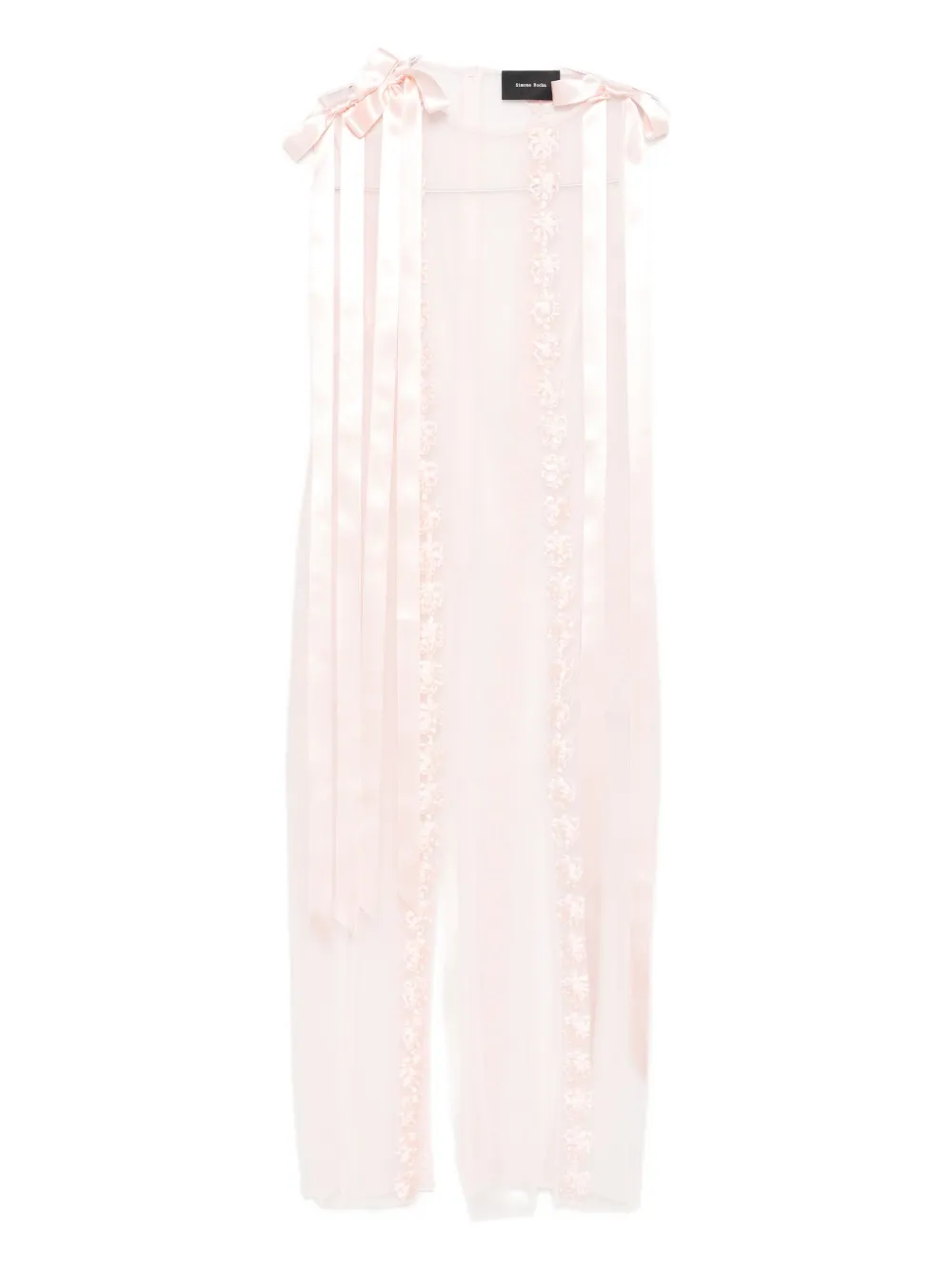 Simone Rocha Womens Pale Pink Daisy Chain Bow-embellished Woven Midi Dress In Pink