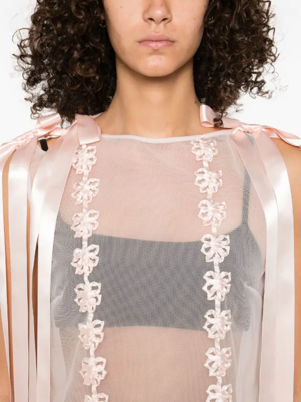 Simone Rocha リボントリム ノースリーブドレス | ピンク | FARFETCH JP