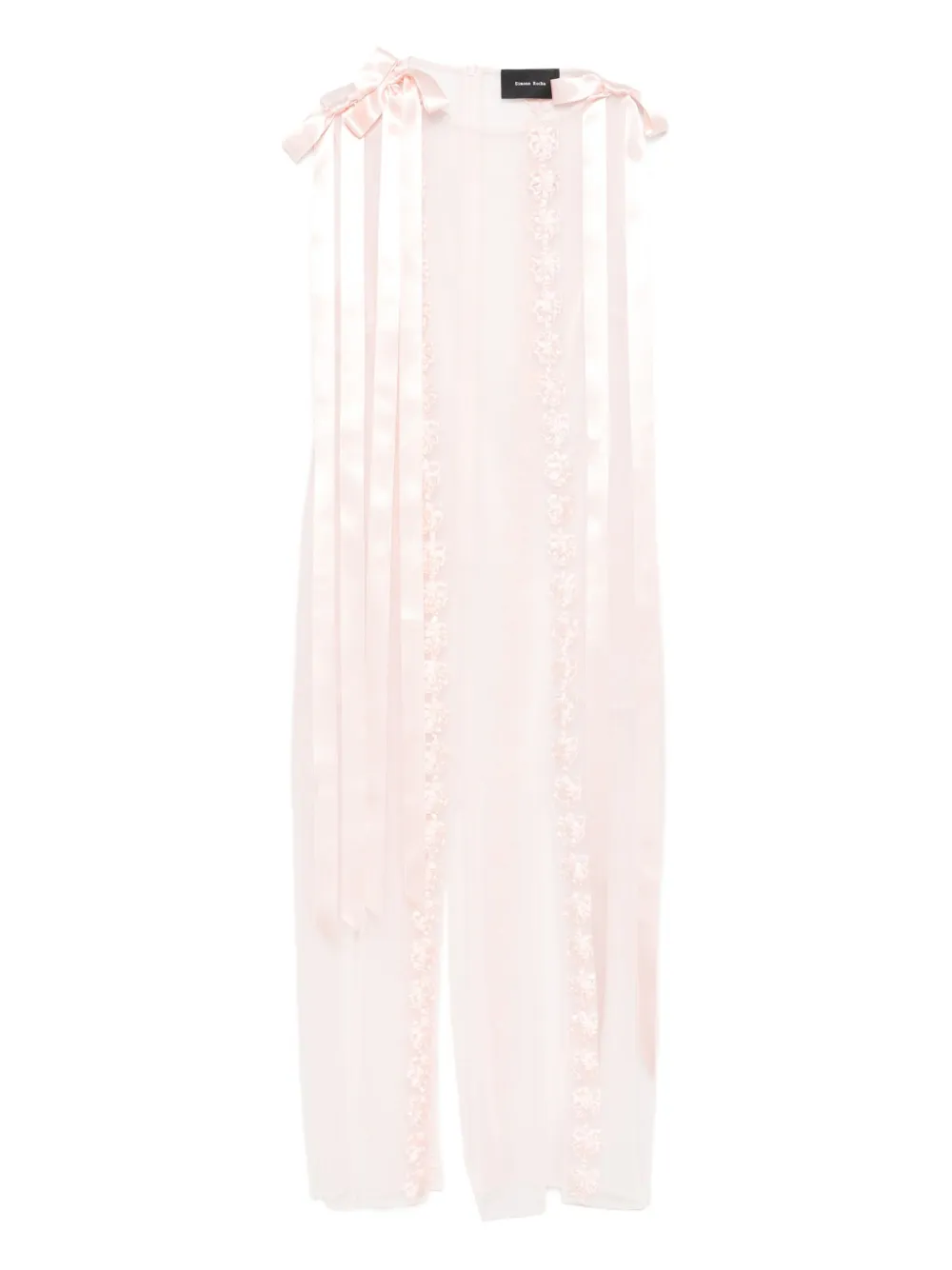Simone Rocha ribbon-trimmed sleeveless midi dress Roze