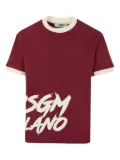 MSGM Kids logo-print ringer-neck T-shirt - Red