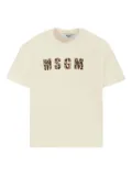 MSGM Kids leopard-print logo T-shirt - White