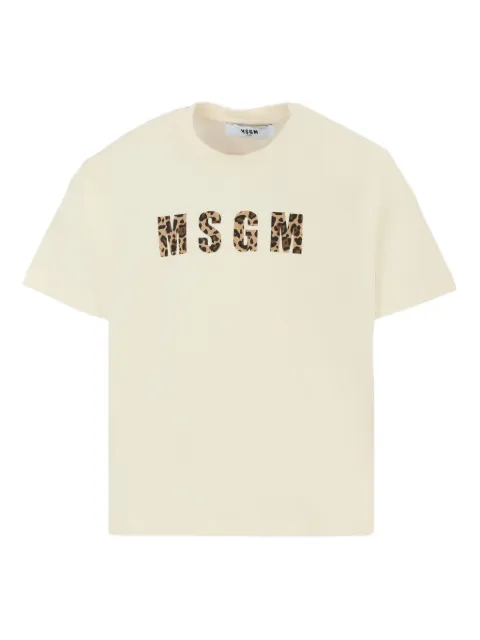 MSGM Kids leopard-print logo T-shirt