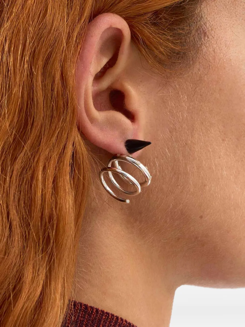 Sunnei Small Spiral Stones Ear-ring In Metallic