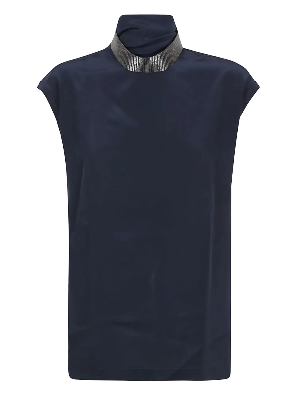 Brunello Cucinelli embellished high-neck top Blauw