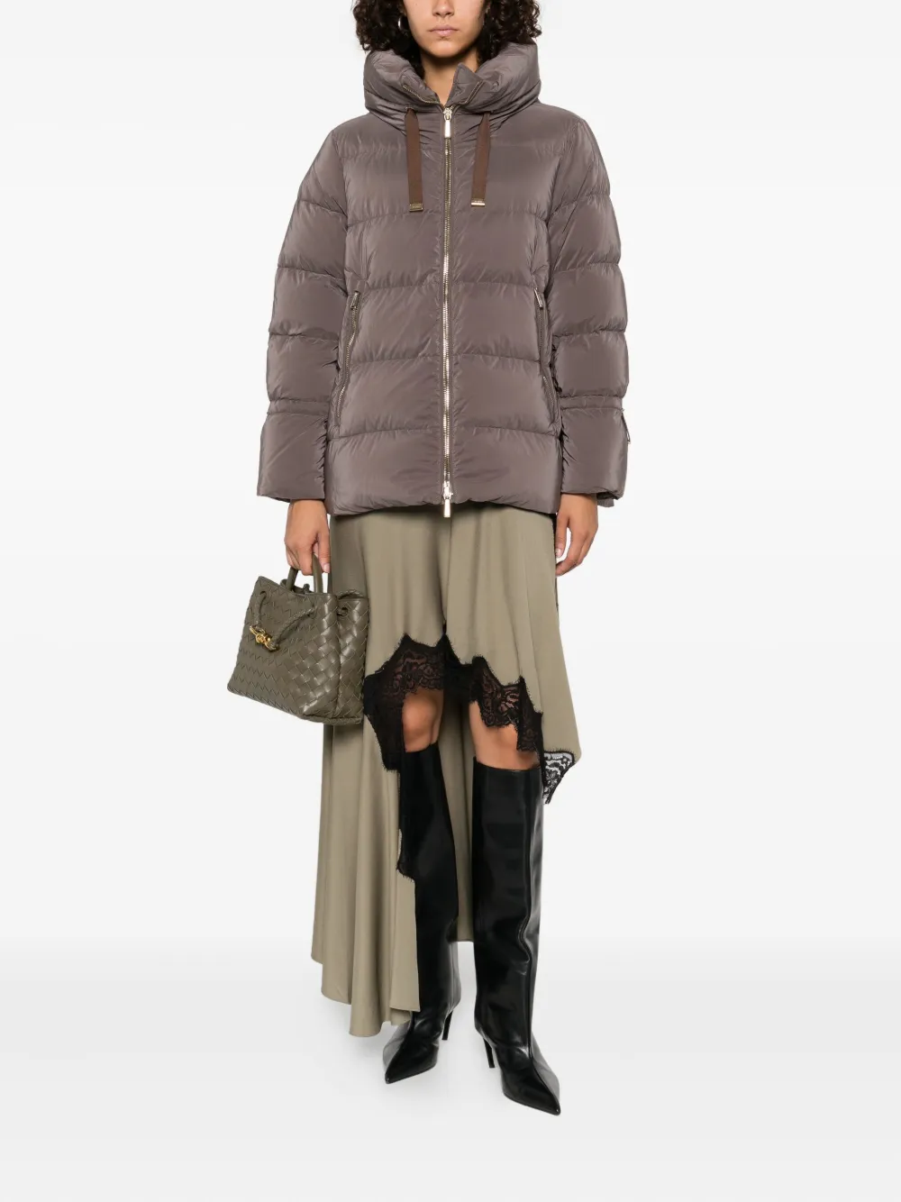 Moorer Giada quilted high-neck jacket Bruin