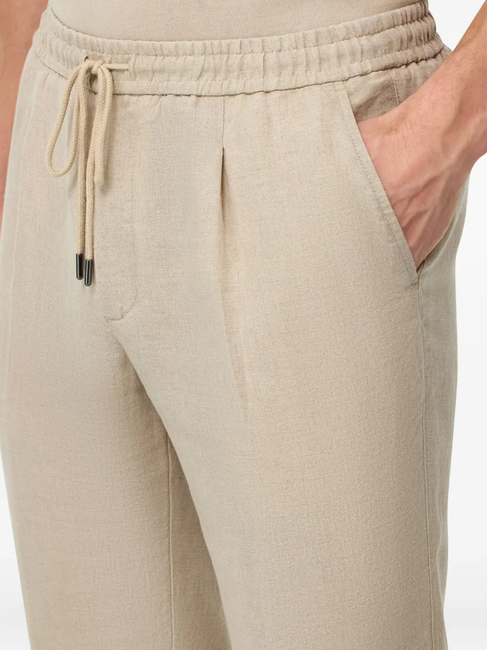 Boggi Milano City broek met trekkoord en plooien Beige