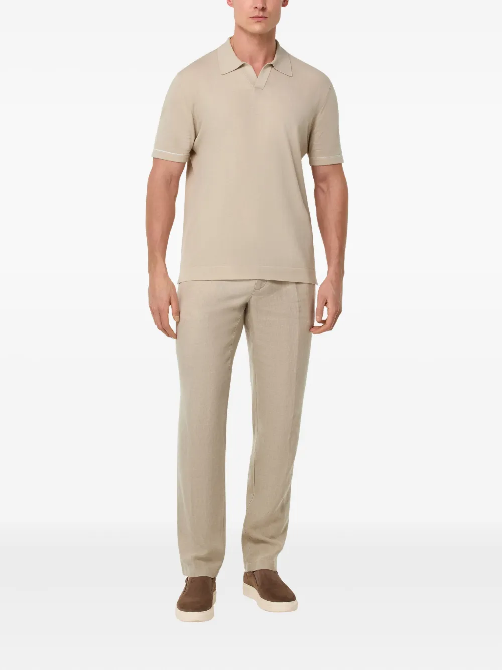 Boggi Milano City broek met trekkoord en plooien Beige