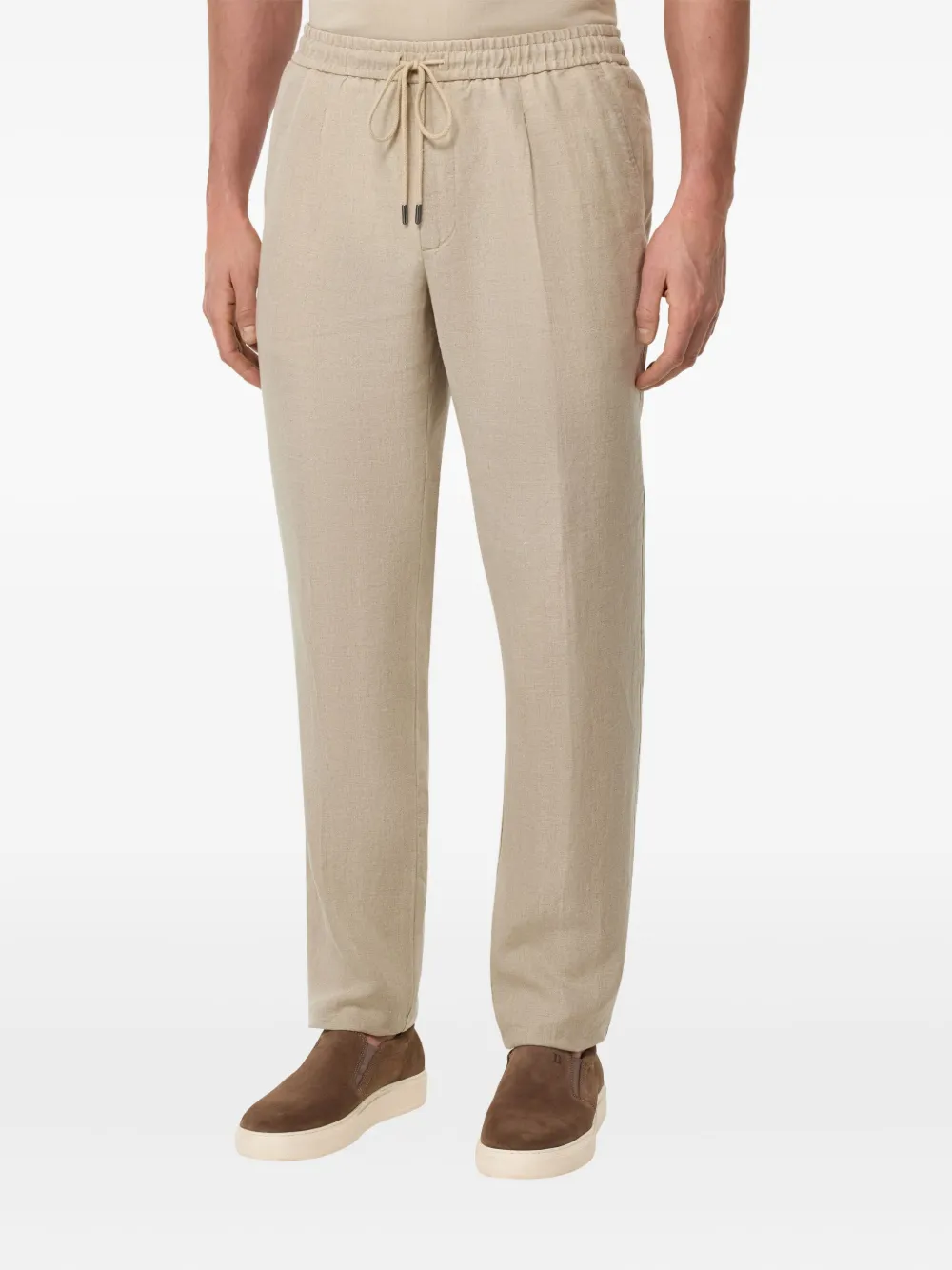 Boggi Milano City broek met trekkoord en plooien Beige