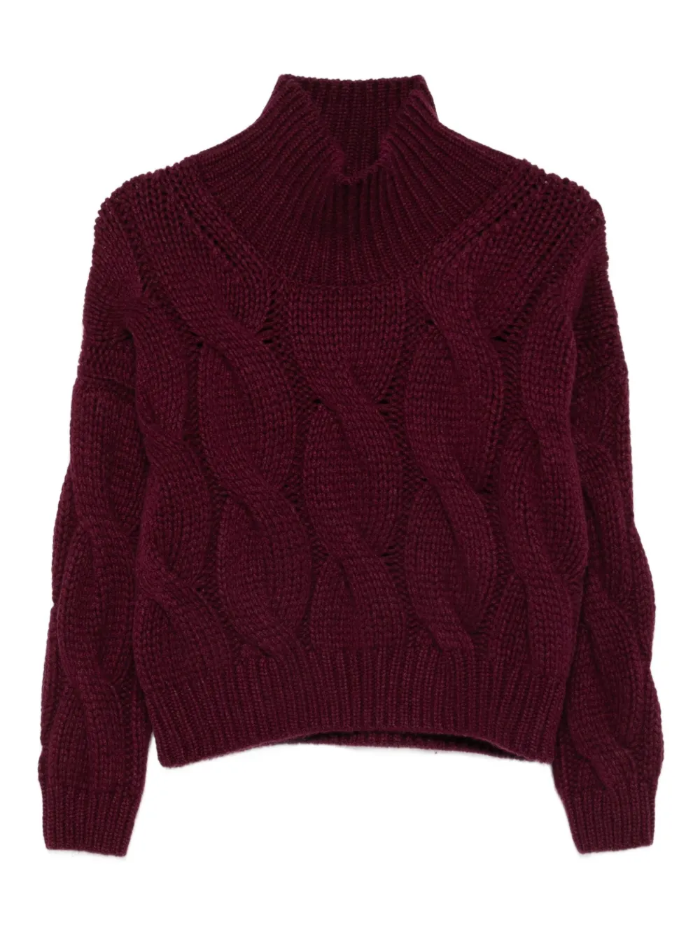 cable-knit turtleneck jumper