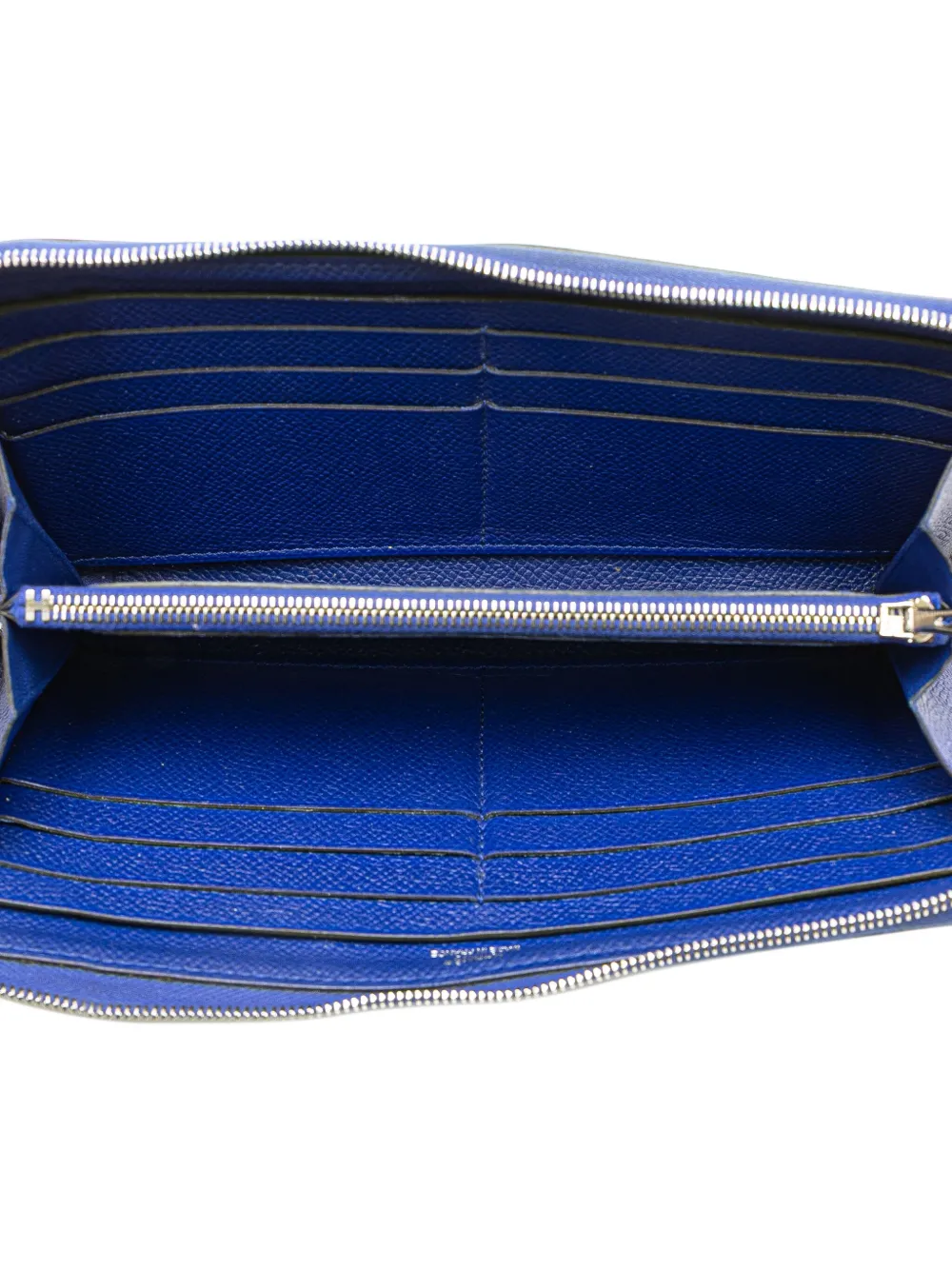 Pre-owned Hermes 2015 Epsom Azap Classique Wallet Long Wallets In Blue