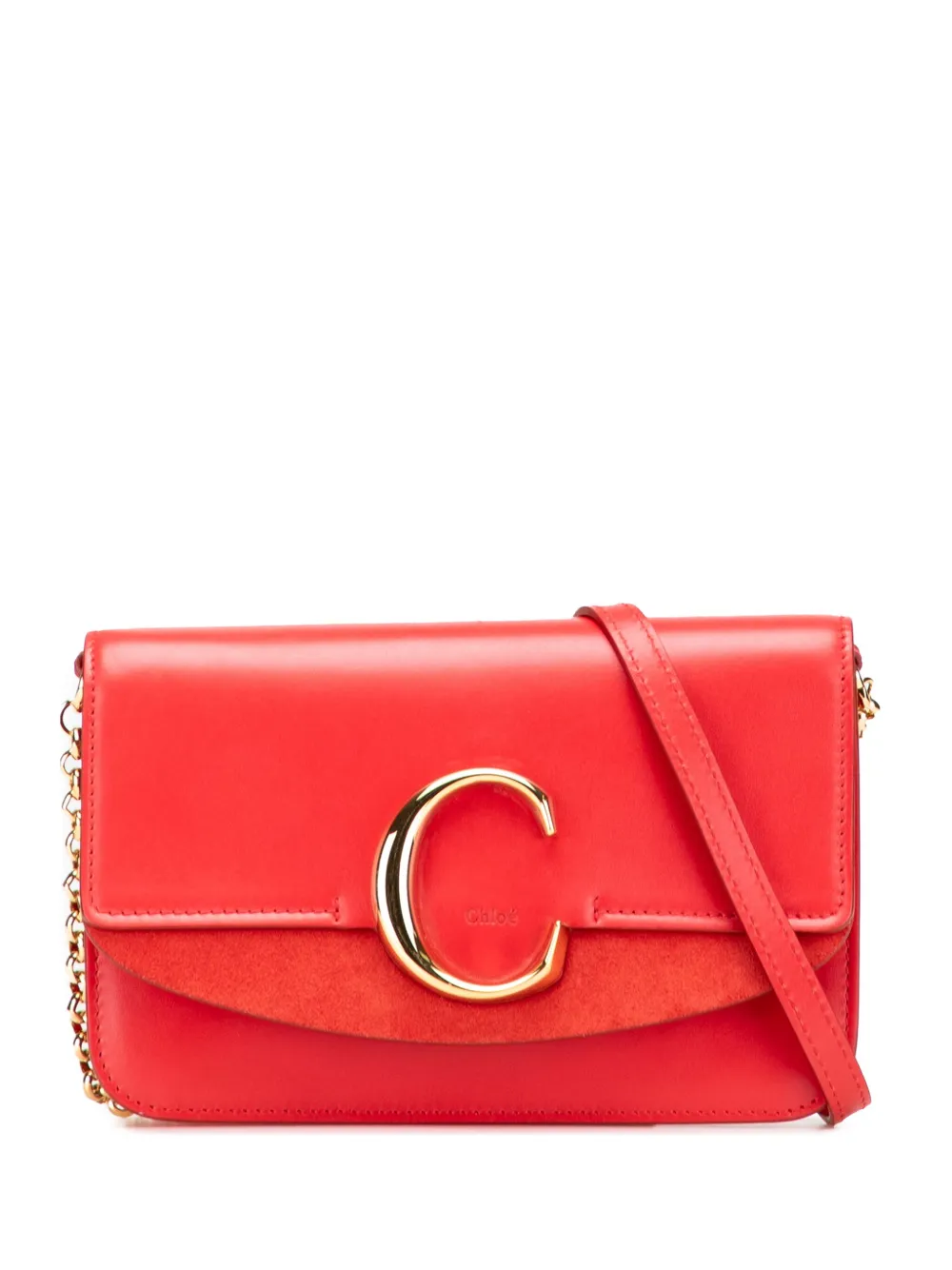 Ferragamo Pre-Owned 2010-2025 Small Calfskin and Suede C Clutch With Chain crossbody bag | Red | Image 1