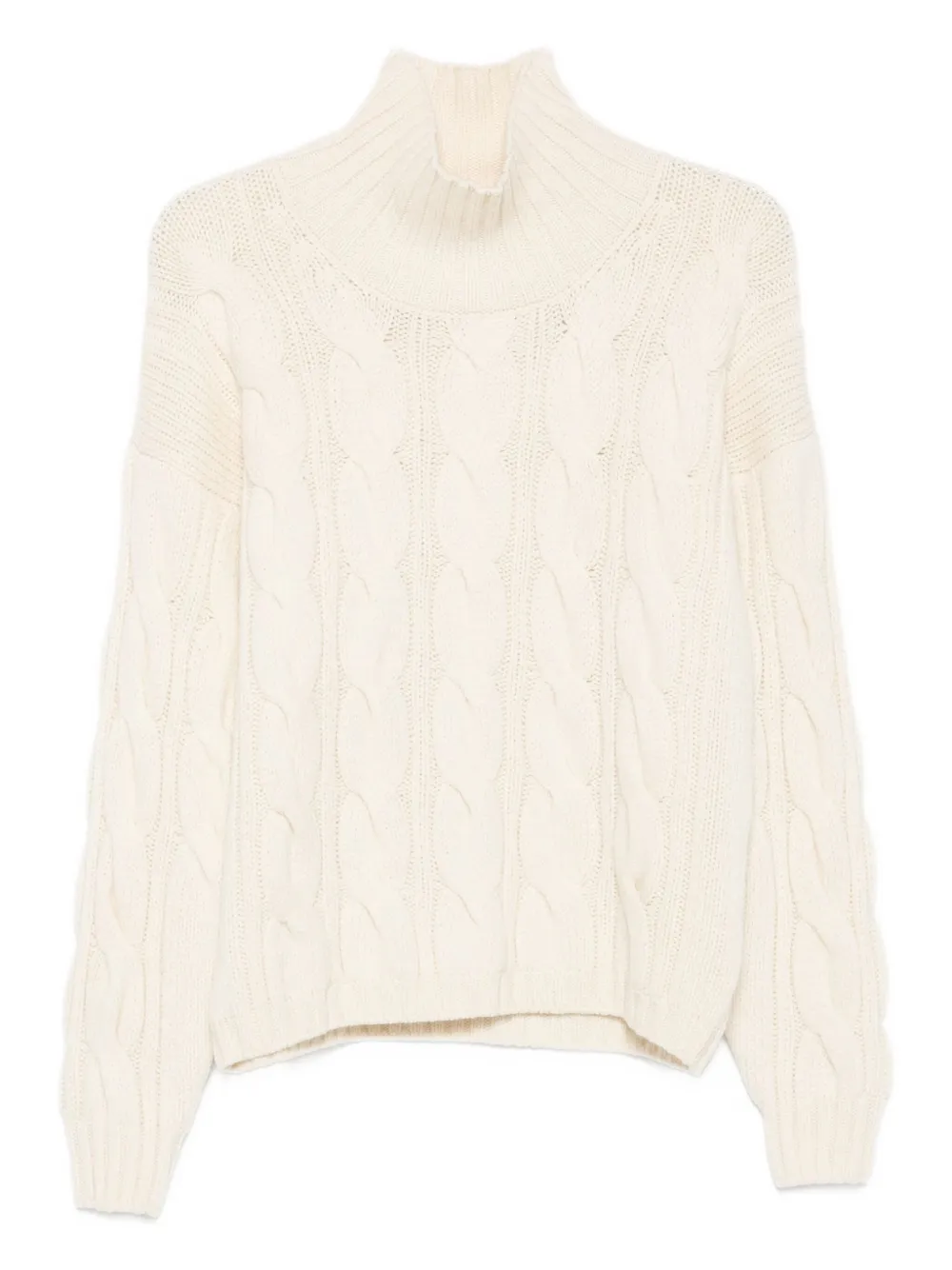 cable-knit turtleneck sweater