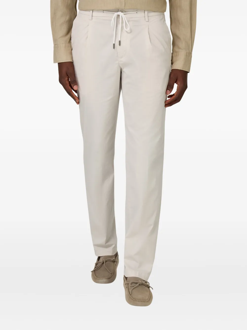 Boggi Milano Broek met trekkoord en plooidetails Wit