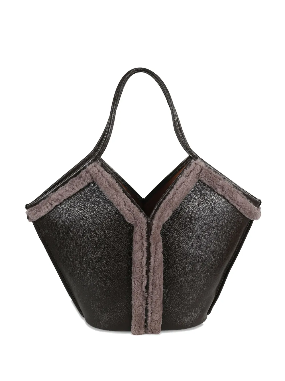 shearling-trimmed tote bag