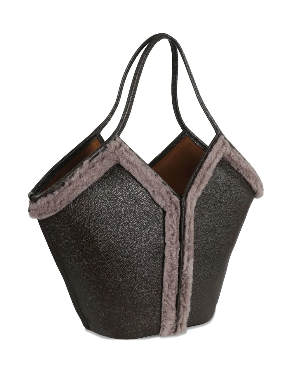 Hereu Shopper met lammy afwerking Bruin