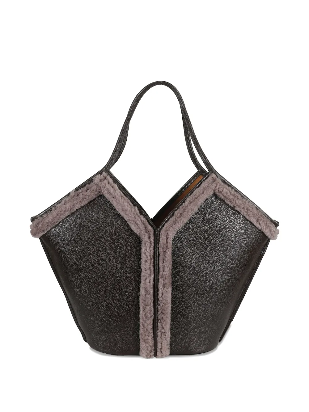 Hereu shearling-trimmed tote bag - Bruin