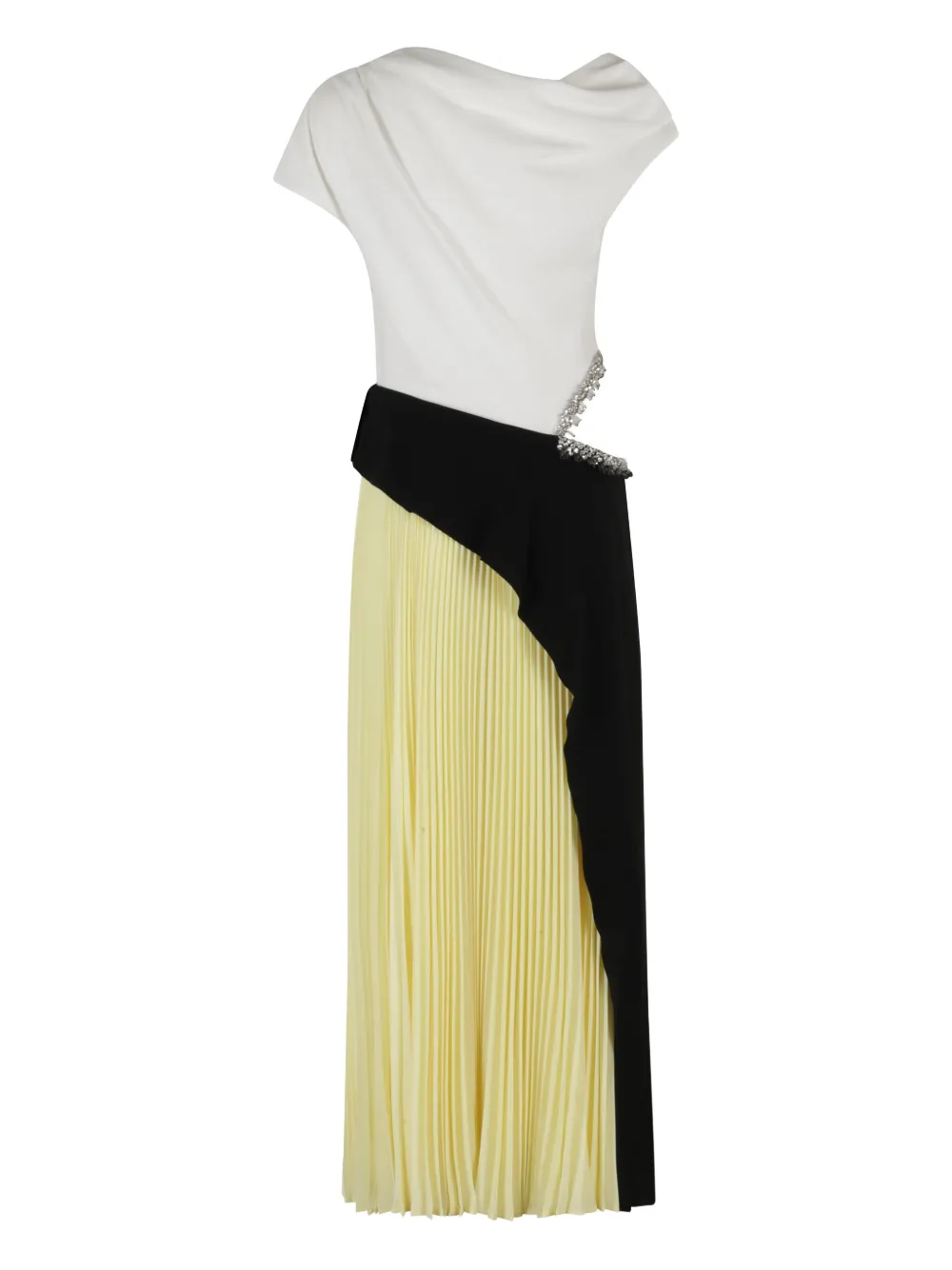 Simkhai Andromeda pleated crystal-embellished midi dress Wit