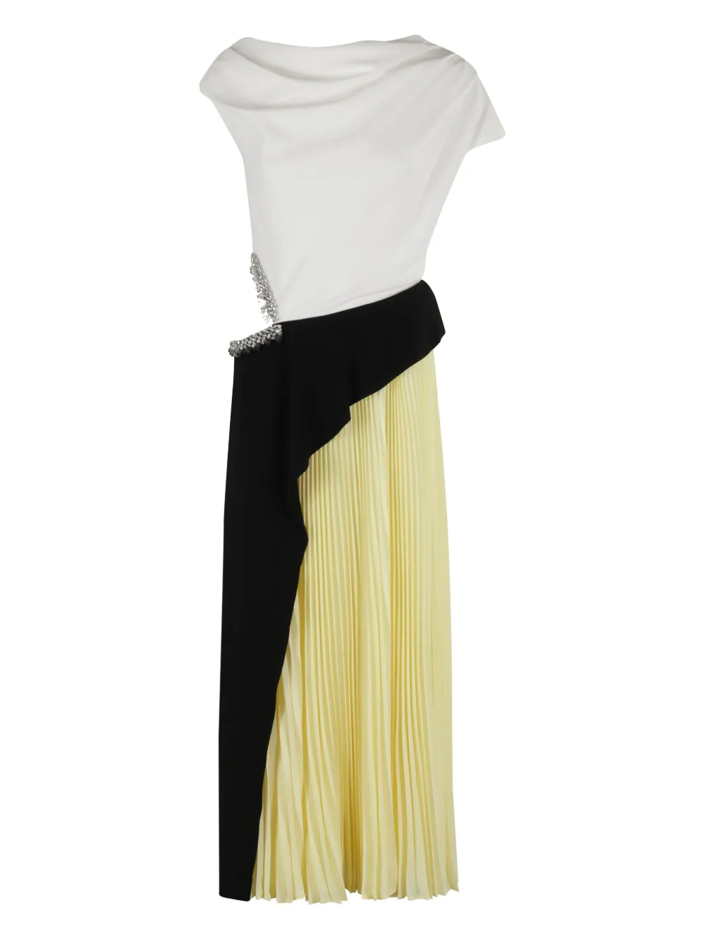 Simkhai Andromeda pleated crystal-embellished midi dress Wit